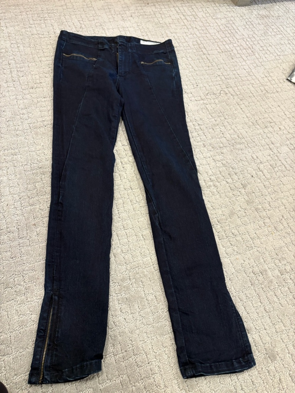 rag & bone Dark Navy Flare Jeans with Ankle Zippers